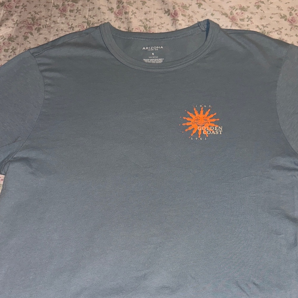 Arizona Jean Company Teal Shirt with Orange Sun Graphic